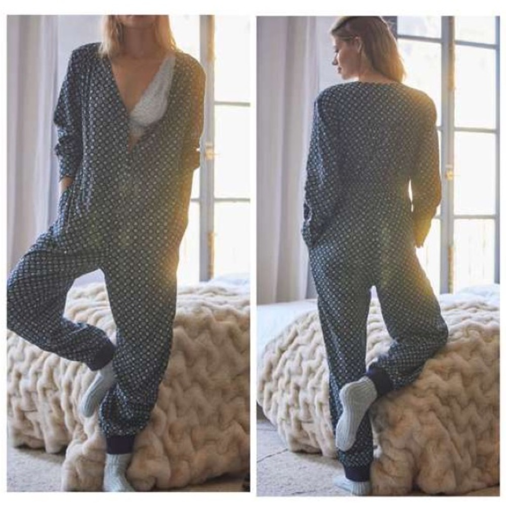 Anthropologie Alexandra Farmer Flannel Lounge Jumpsuit